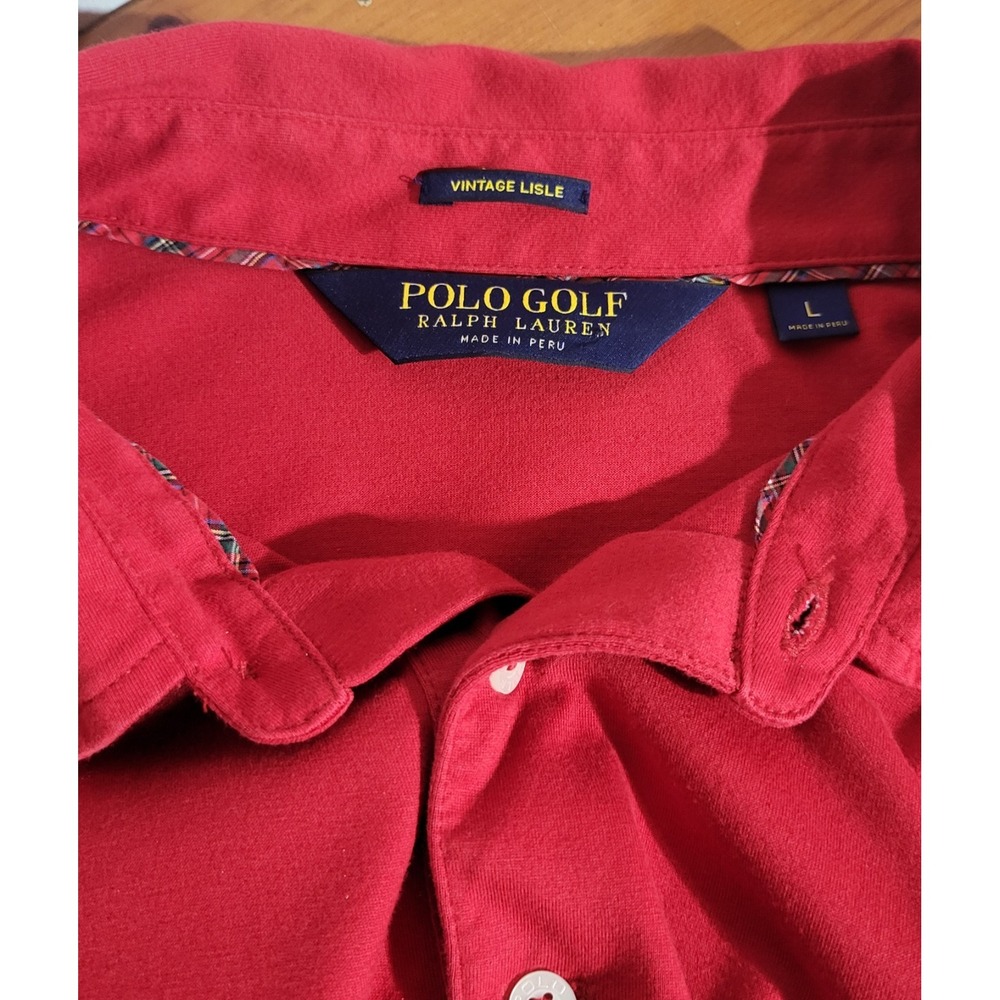 Mens Polo Golf Ralph Lauren Shirt True Red Size Large L Vintage Lisle ~Big Pony! - Picture 11 of 12